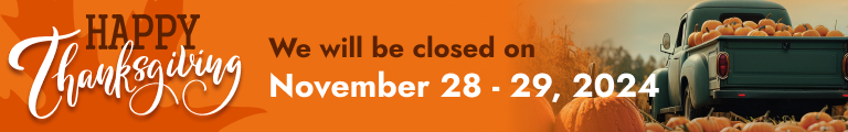 We will be closed on November 28 and 29 for Thanksgiving - 521 Automotive